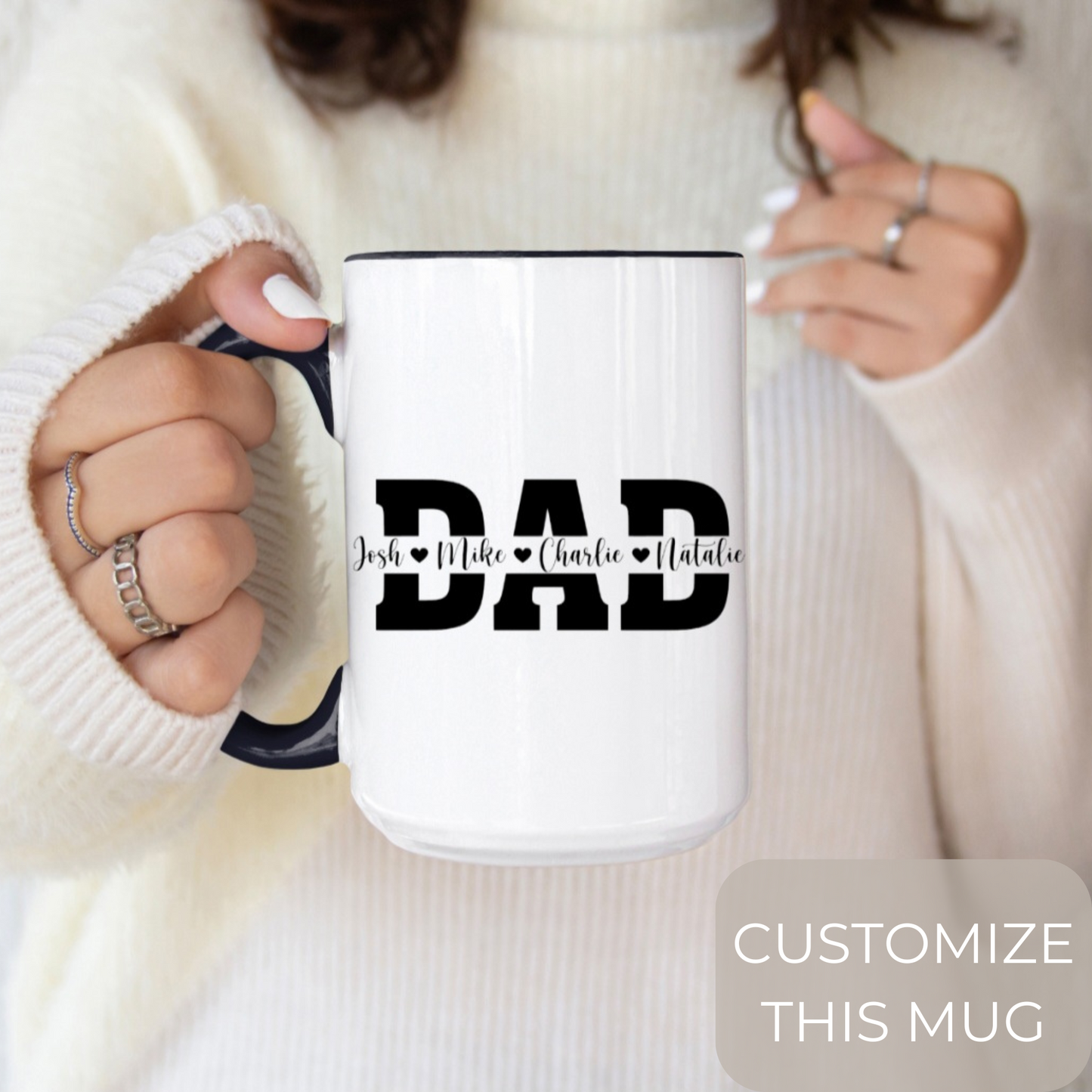 Dad with kids names mug