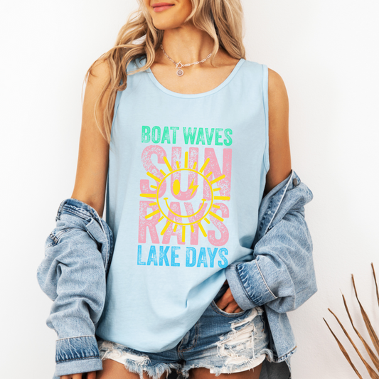 Boat Waves Sun Rays Tank