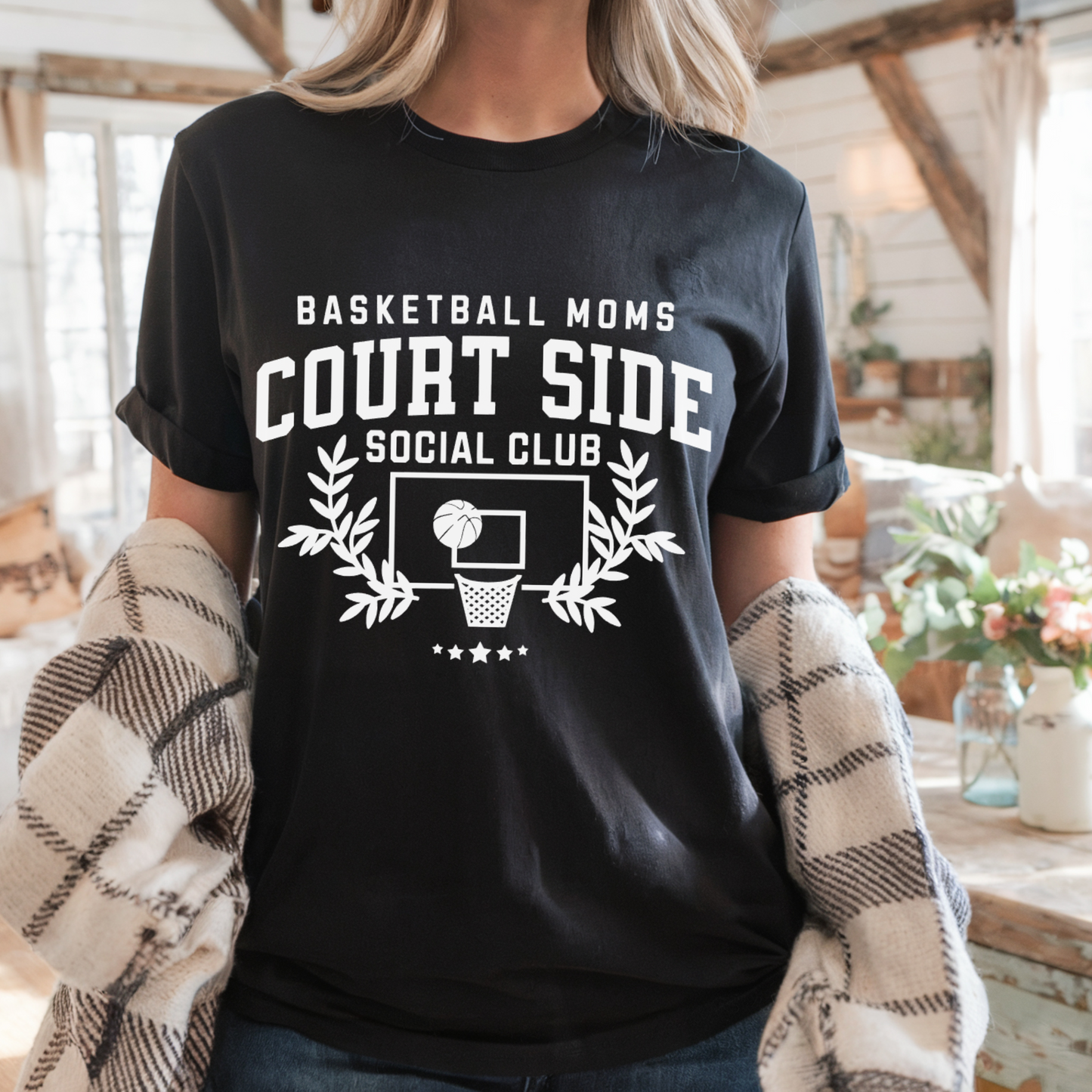 Basketball Moms Court Side Social Club Tee